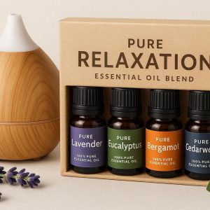 4 Natural Aromatherapy Essential Oil Diffuser Blend Pure Relaxation Calming Comfort Sleep Aid Oils Set Pack Kit